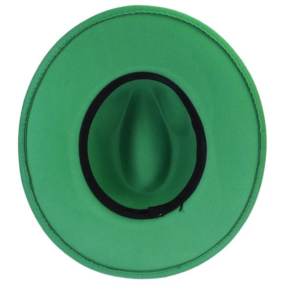 Accessories Lime Green Fedora Wide Brim Cotton Blend Felt Hat Poshmark